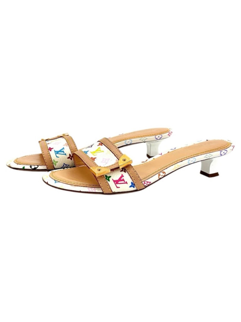 Louis Vuitton iconic monogram slide kitten heels size 39.5 made in Italy